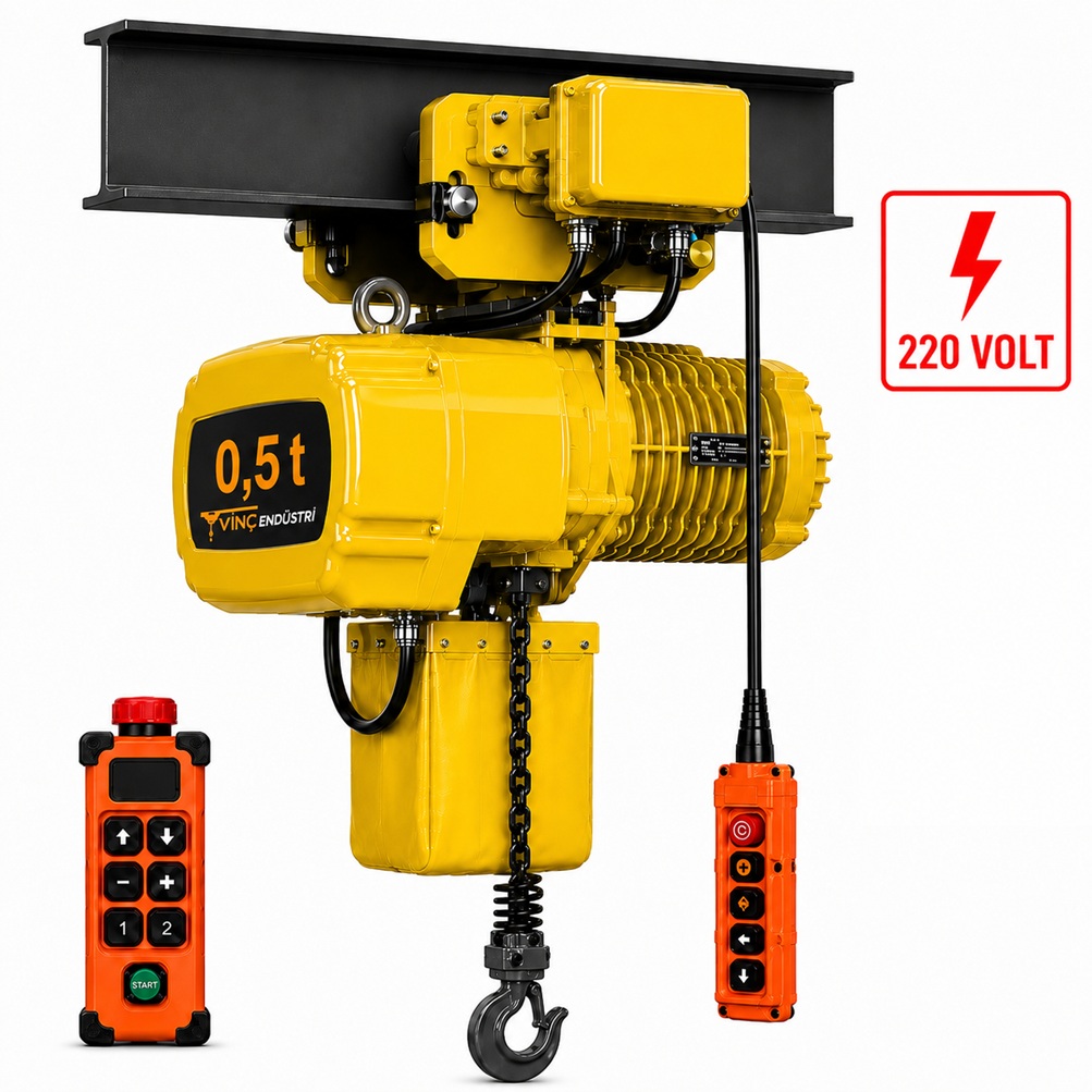 0,5-ton-monoray-zincirli-vinc-220volt 0.5 T Monoray Zincirli Vinç 220 Volt - Görsel 1
