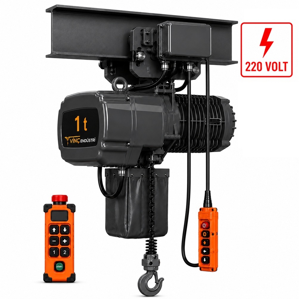 1-ton-monoray-zincirli-vinc-220volt 1 T Monoray Zincirli Vinç 220 Volt - Görsel 1
