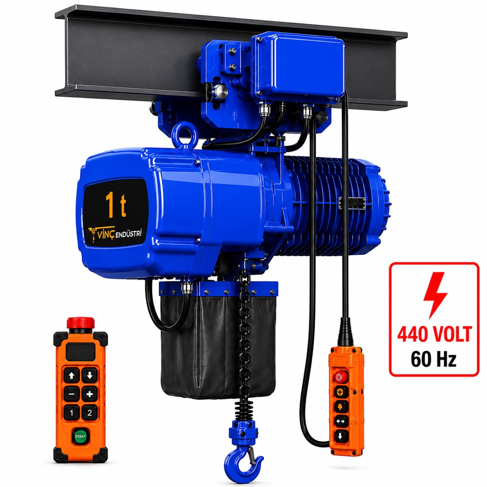 1-ton-monoray-zincirli-vinc-440volt 1 T Monoray Zincirli Vinç 440 Volt 60 Hz - Görsel 1