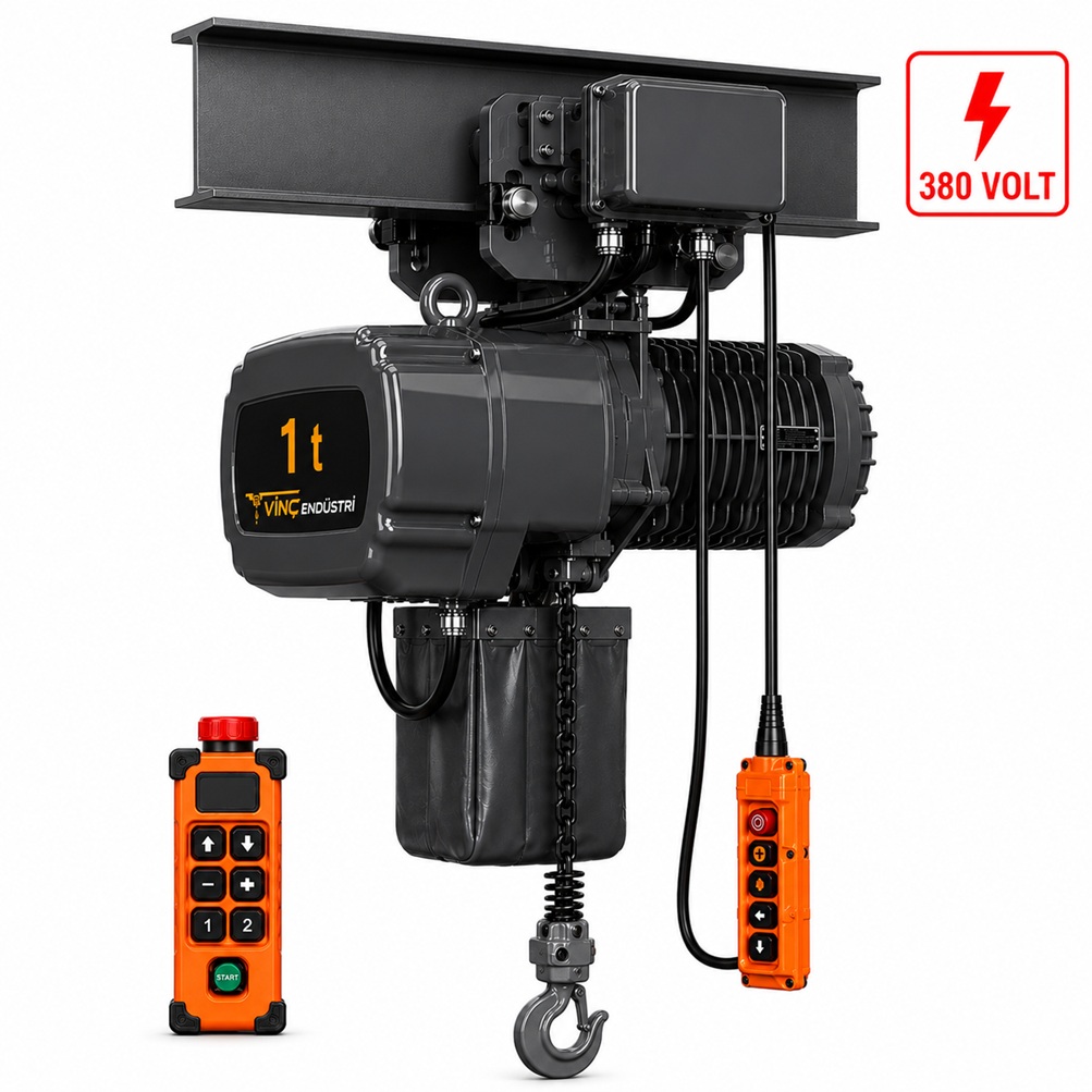 1-ton-monoray-zincirli-vinc 1 T Monoray Zincirli Vinç 380 Volt 50 Hz - Görsel 1