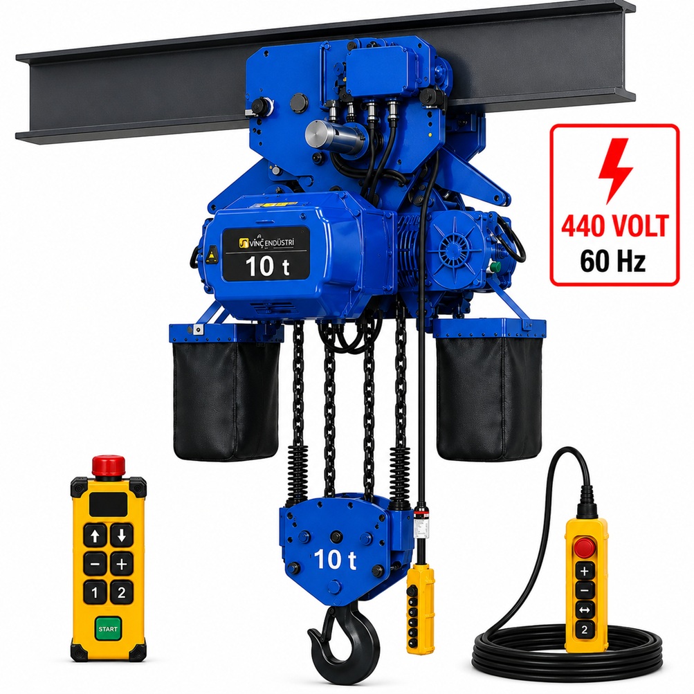 10-ton-monoray-zincirli-vinc-cift-zincirli-440volt 10 T Monoray Zincirli Vinç 440 Volt 60 Hz - Görsel 1