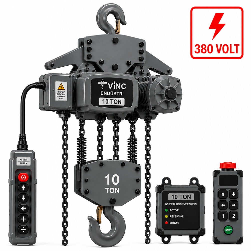 10-ton-sabit-zincirli-vinc 10 T Sabit Zincirli Vinç 380 Volt - Görsel 1
