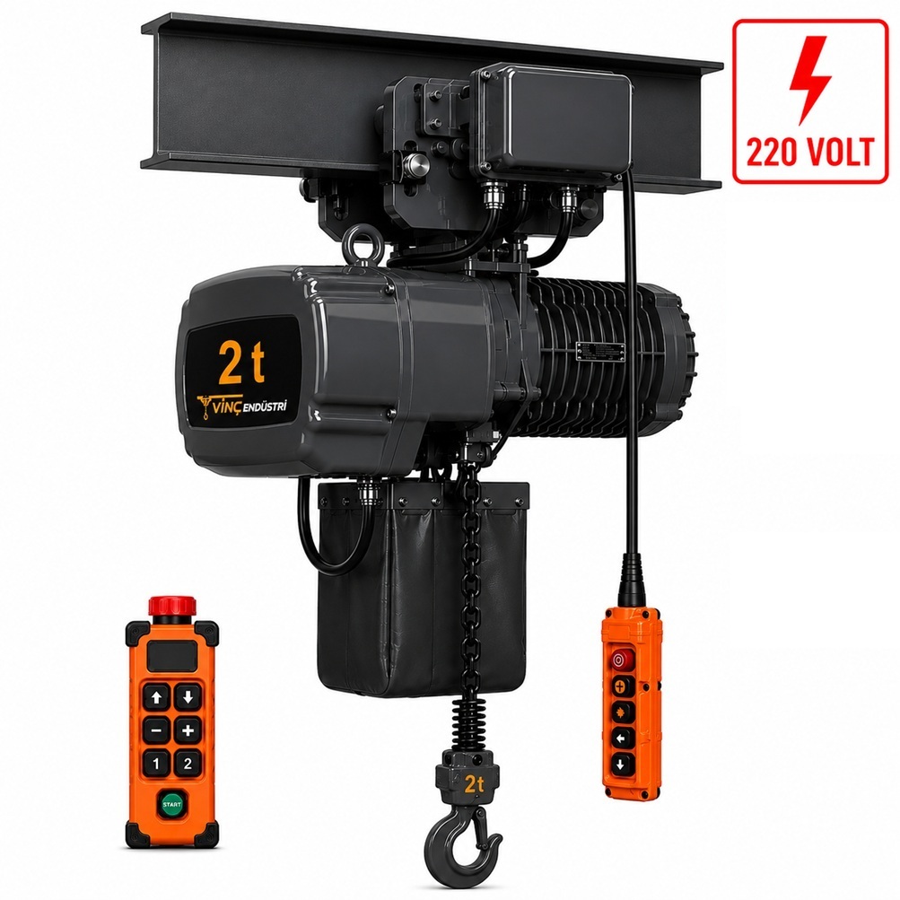 2-ton-monoray-zincirli-vinc-220volt 2 T Monoray Zincirli Vinç 220 Volt - Görsel 1