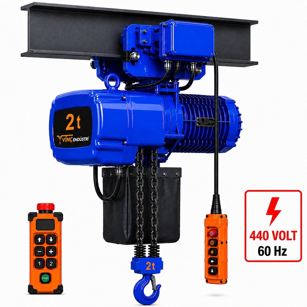 2-ton-monoray-zincirli-vinc-cift-zincirli-440volt 2 T Monoray Çift Zincirli Vinç 440 Volt 60 Hz - Görsel 1