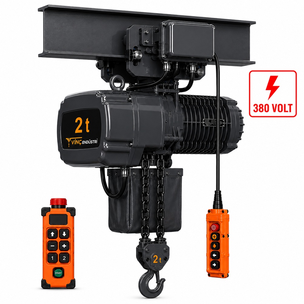 2-ton-monoray-zincirli-vinc-cift-zincirli 2 T Çift Zincirli Monoray Vinç 380 Volt 50 Hz - Görsel 1