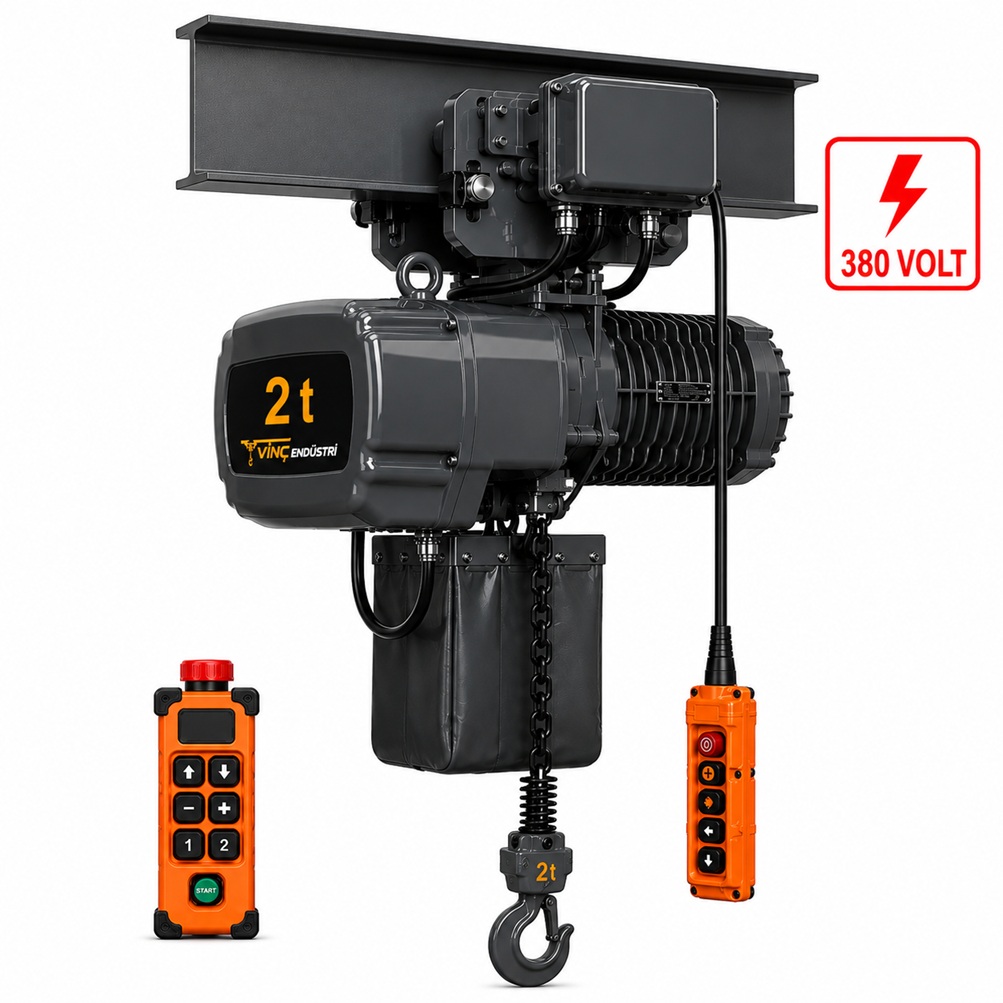 2-ton-monoray-zincirli-vinc 2 T Monoray Zincirli Vinç 380 Volt 50 Hz - Görsel 1