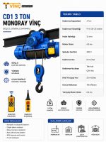 3 Ton Monoray Halatlı Vinç CD Model - Görsel 2