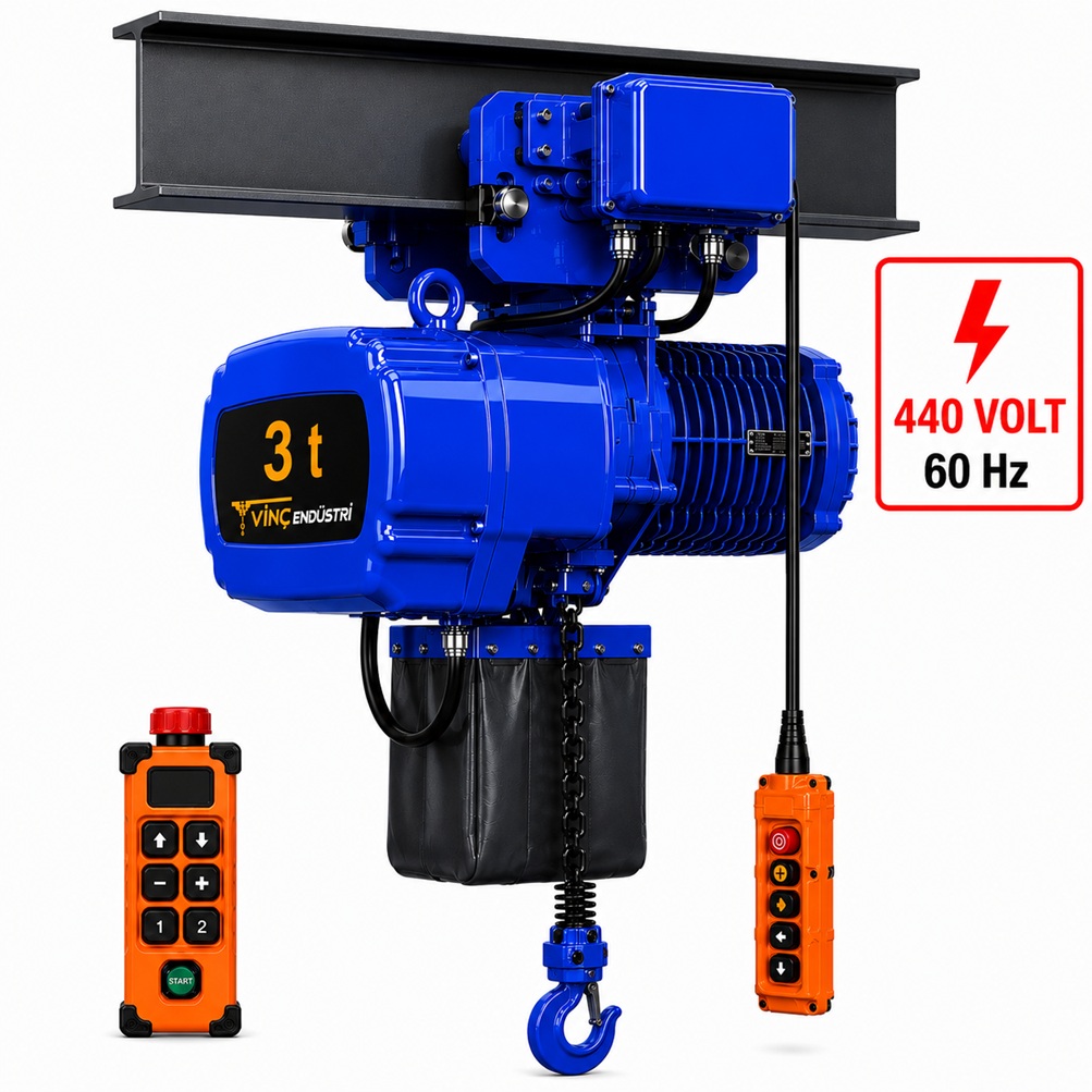 3-ton-monoray-zincirli-vinc-440volt 3 T Monoray Zincirli Vinç 440 Volt 60 Hz - Görsel 1