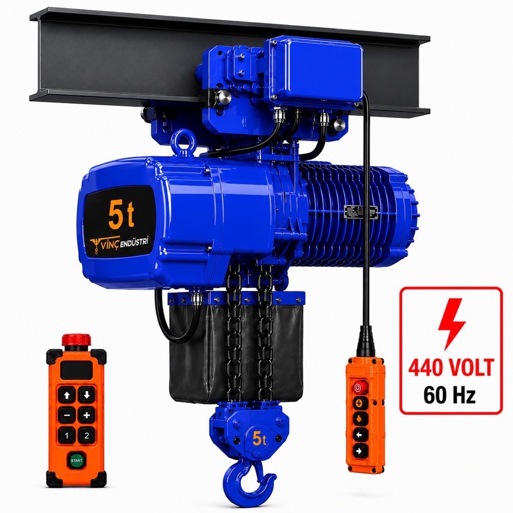 5-ton-monoray-zincirli-vinc-cift-zincirli-440volt 5 T Monoray Zincirli Vinç 440 Volt 60 Hz - Görsel 1