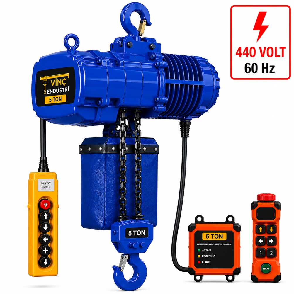 5-ton-sabit-zincirli-vinc-cift-zincir-440volt 5 T Sabit Zincirli Vinç 440 Volt 60 Hz - Görsel 1