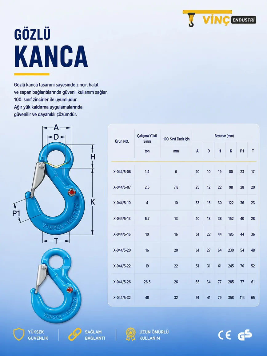 GR100 Gözlü Sapan Kancası - Görsel 2