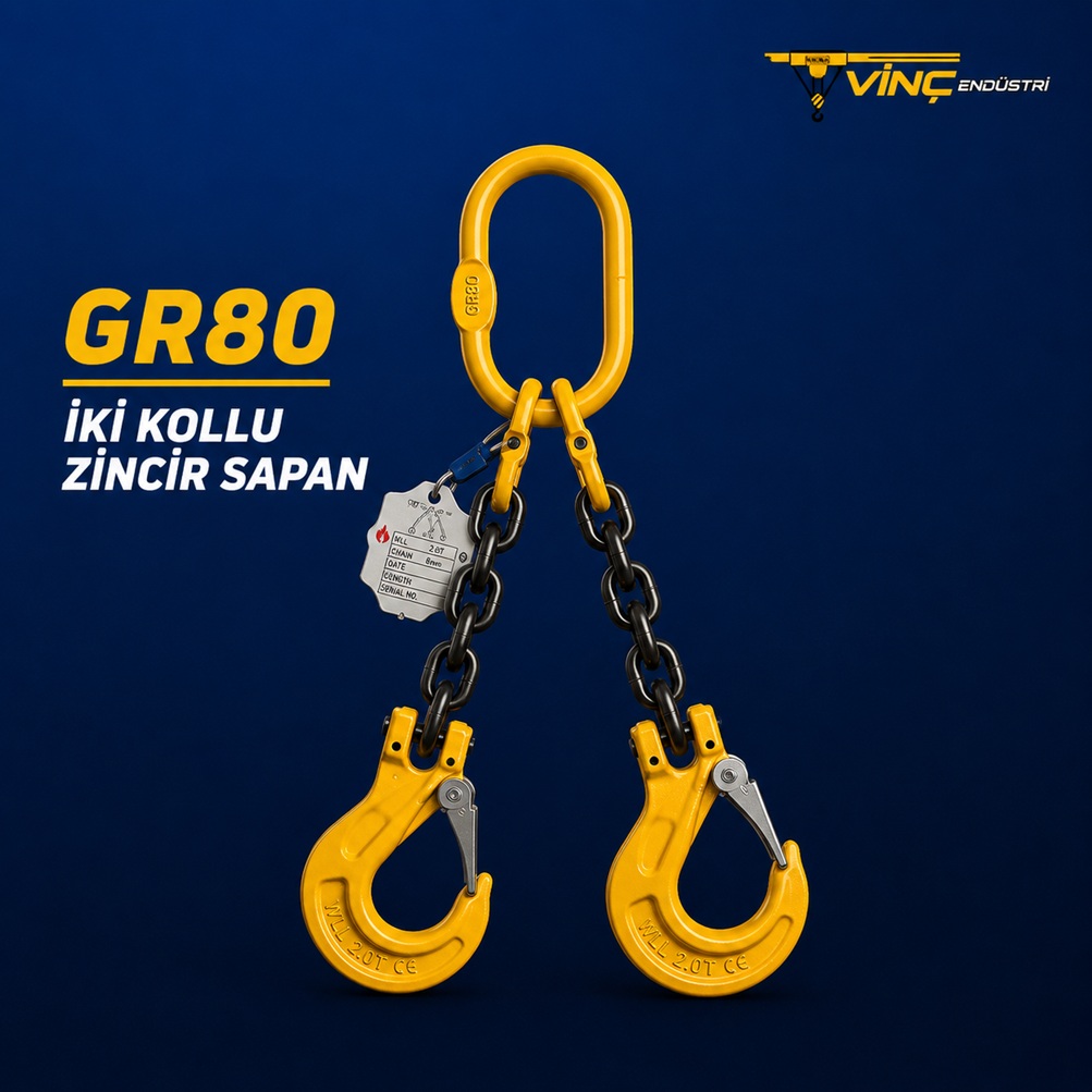 gr80-iki-kollu-zincir-sapan GR80 İki Kollu Zincir Sapan A Kancalı - Görsel 1